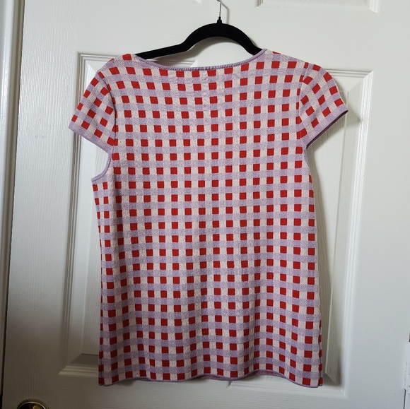 Ann Taylor Factory Red and White Grid Sweater N - Picture 7 of 8